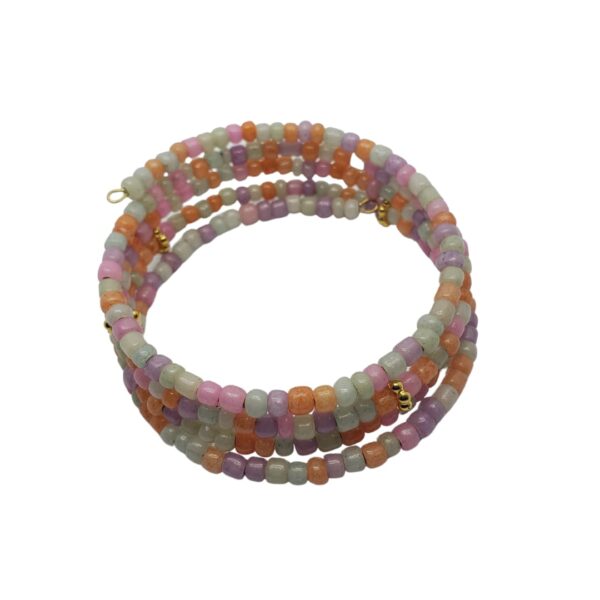 multicolored-pastel-beads-gold-accents-bracelet